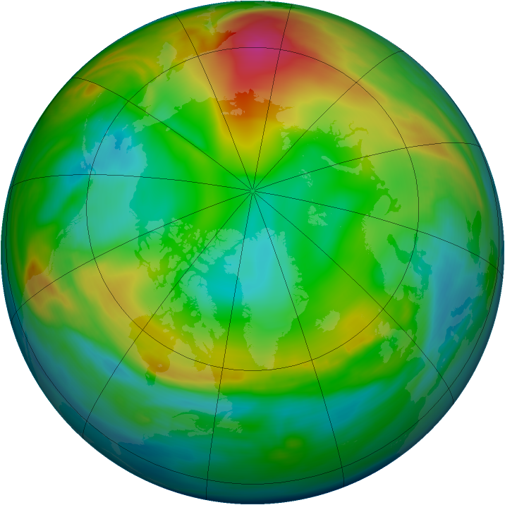 Arctic ozone map for 08 January 2005